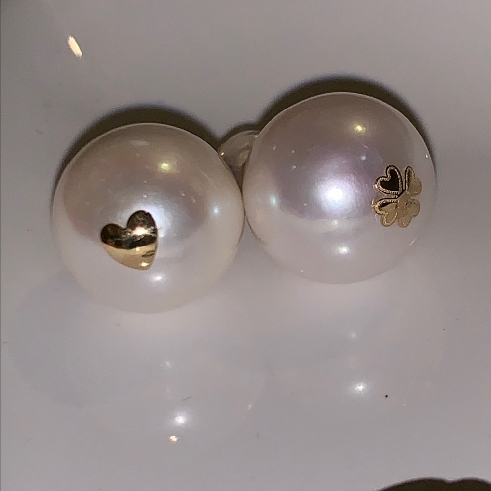 Vintage 18K 12mm Cultured Pearl studs ! - Picture 6 of 11